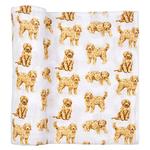 Mud Pie Golden Doodle Print Baby Swaddle Blanket, 47" x 47",