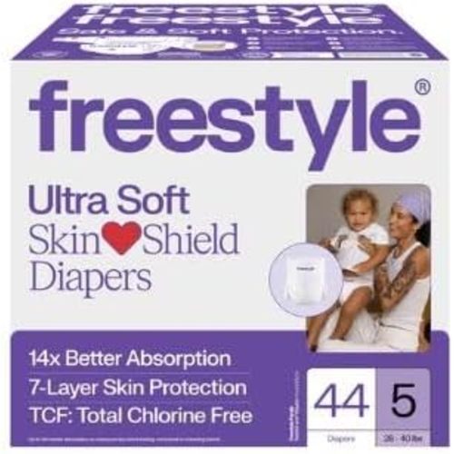 Free~Style Hyper Absorbent Ultra Soft TCF Baby Diapers (Size 5, 44 Count)