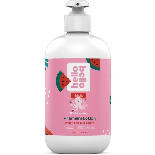 Hello Bello Kids Premium Lotion, Gentle Hypoallergenic Vegan Formula to Nourish and Moisturize, Watermelon Scented, 16 Fl Oz