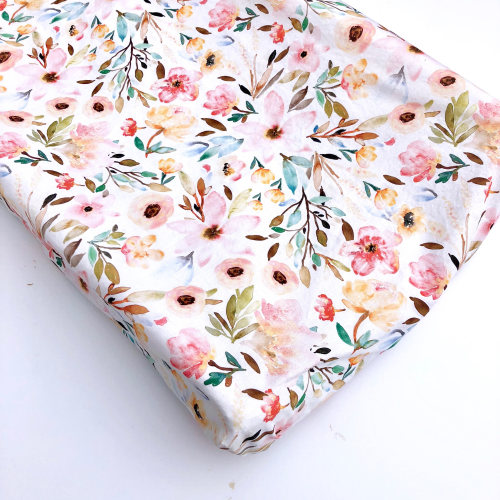 Crib Sheet or Changing Pad Cover- MAE FLORAL- Girl Crib Sheet- Girl Changing Pad Cover- floral Crib Sheet- floral Changing Pad- FREE Ship!