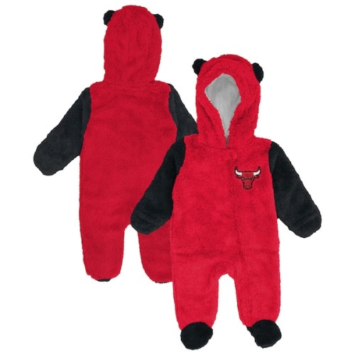 Infant & Newborn Chicago Bulls Outerstuff Red Stay Napping Fleece Bunting Full-Zip Hooded Sleeper