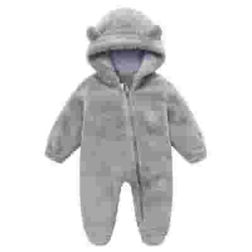 ZyeKqe Winter Baby Clothes Warm Fleece Thick Onesie Ear Hooded Jumpsuits Newborn Boys Girls Romper Kids Coats Jackets