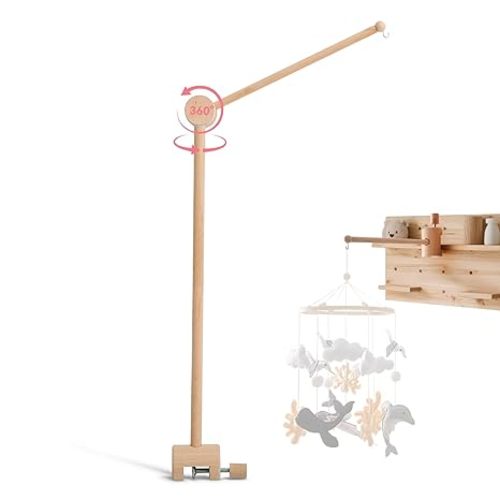 HI BABY MONMENT Crib Mobile Arm - Baby Mobile Hanger with 360° Vertical Adjustment, Stabilizing Attachment for Added Safety, Mobile Arm for Crib, Sturdy & Secure Design for Nursery Mobile