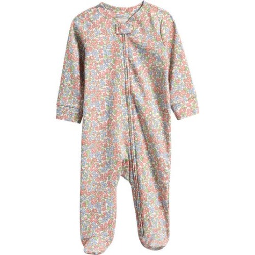 Floral Organic Cotton Footie, 3M
