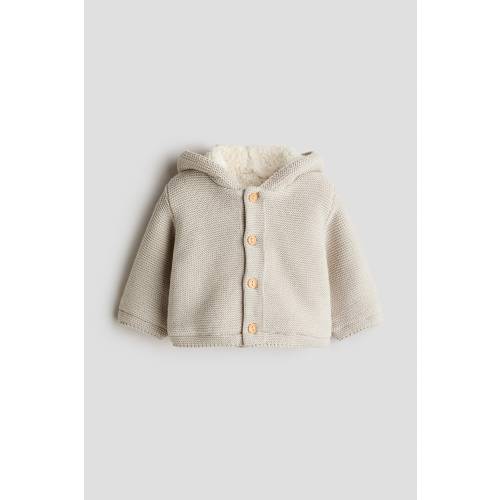 TEDDY-FLEECE-LINED HOODED CARDIGAN