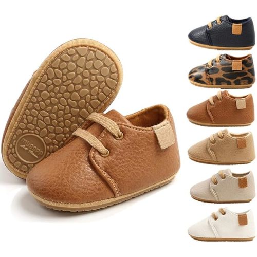 HsdsBebe Baby Boys Girls Oxford Shoes PU Leather Soft Rubber Sole Sneakers Anti-Slip Toddler Ankle Boots Infant Walking Shoes Moccasins