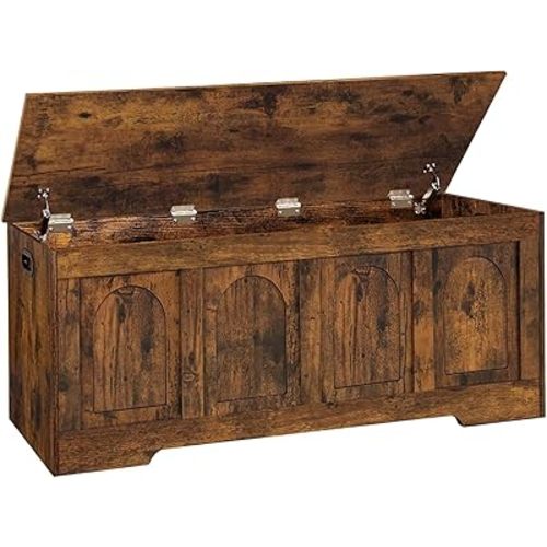 Storage Chest, Wooden Toy Box with Lid, 2 Soft-Close Hinges 47.2"