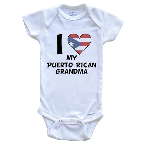 I Heart My Puerto Rican Grandma Puerto Rico Flag One Piece Baby Bodysuit