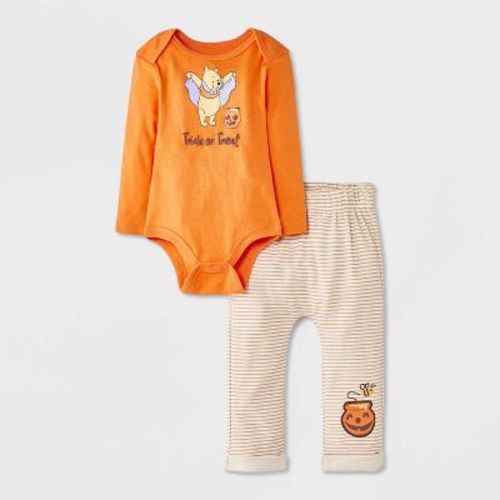 Baby 2pc Disney Winnie The Pooh Halloween Bodysuit and Pants Set - Orange 0-3M