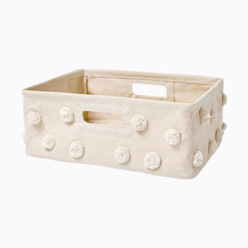 Pom Pom Hide Away Basket - Natural