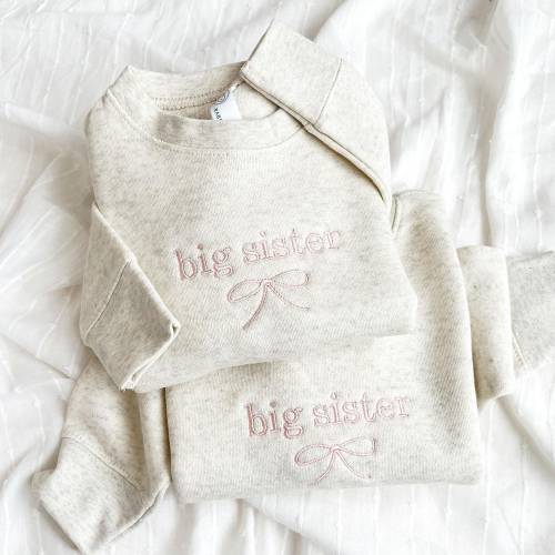 Personalized Dainty Bow Toddler Sweatshirt |Sibling Sweatshirt | Custom Embroidery | Pregnancy Announcement | Newborn Photos | RS17EB2