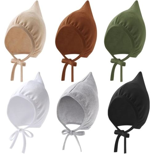 Newborn Baby Hospital Hat Soft Cotton Infant Pointed Hat with Adjustable Tie Cute Beanie Cap for Baby Boys Girls