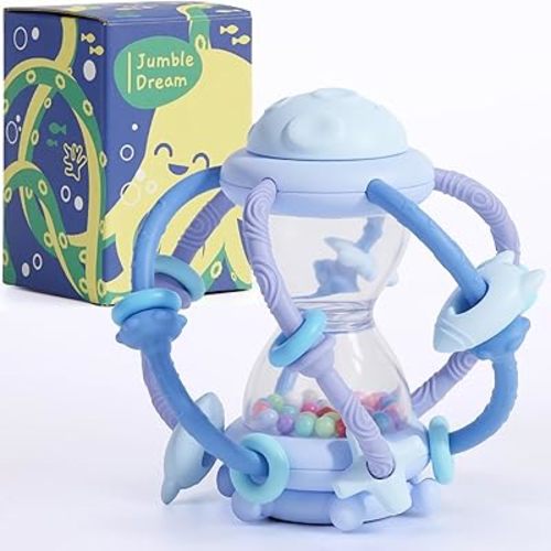 Baby Teething Toy & Rattle by Jumble Dream – BPA-Free Teether Silicone Sensory Toy for Babies – 0–12 Months Infant Toy – Soft, Safe, Travel-Friendly –Baby Essential Gift Jumble Jiggle