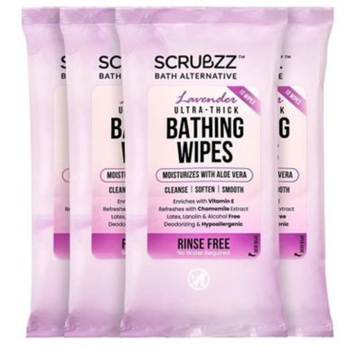 Extra Large Bath Wipes for Adults Bathing No Rinse - Lavender Scent, 40 Count