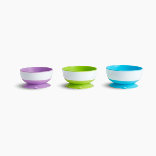 Munchkin Stay Put Suction Bowls (3 Pack) - Purple/Green/Blue