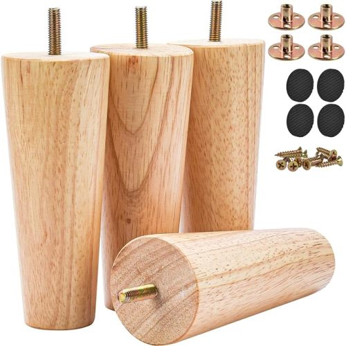 12 inch Solid Wood Tapered Furniture Legs Set of 4 with 5/16" Bolts