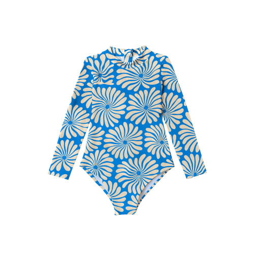Wavy Flowers / Long Sleeve Surf Suit Swimsuit / Panama
