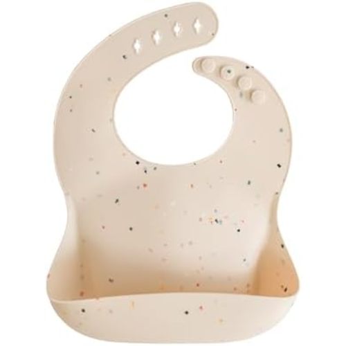 mushie Silicone Baby Bib |Adjustable Fit Waterproof (Vanilla Confetti)