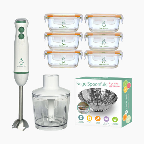 Sage Spoonfuls Baby Food Maker Set with Tough Glass Jars - 10 Piece