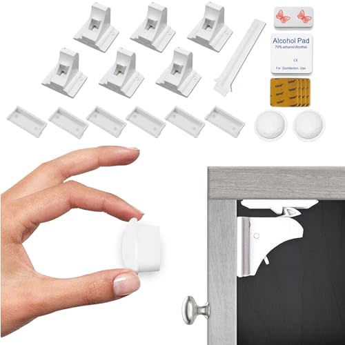 Magnetic Cabinet Locks for Babies - Magnetic Baby Proofing Cabinet Locks, Child Locks for Cabinets Drawers Doors for Back to School - Easy Installation No Tools Required -6 Pack and 2 Keys