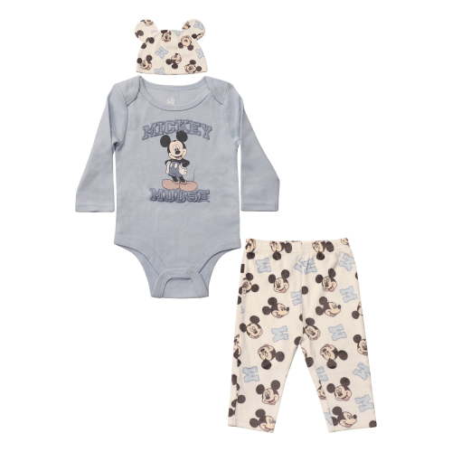 Disney Clothes Baby Boys Bodysuit, Pants & Hat 3-Piece Outfit Set – Mickey Mouse, Lion King, Stitch, Pooh, Cars, & Spiderman (0/3M–6/9M)