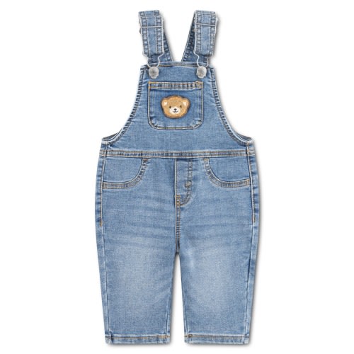 Teddy Bear Appliqué Denim Overalls