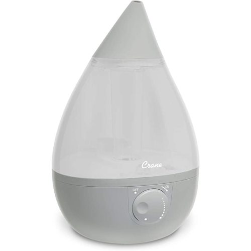 Crane Ultrasonic Cool Mist Humidifier for Bedroom, Baby Nursery, Kids Room, Plants, or Office, Large 1 Gallon Tank, Filter Optional, Grey