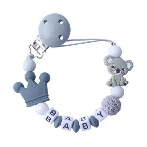 CYNBHH BABY words Pacifier Holder for Newborn, Gray