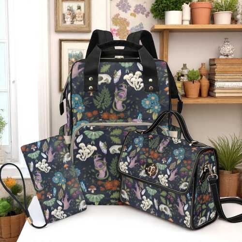 Cottagecore Woodland Diaper Bag, Rustic Goth Baby Backpack, Enchanted Forest Baby Gear, Cute Nursery Purse, Stylish Tote for Parents