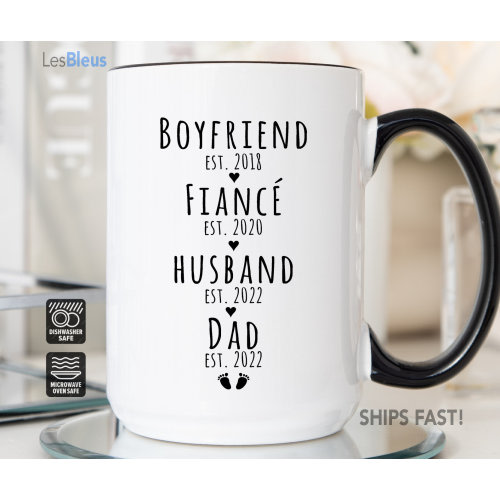 First Time Dad Gift From Wife, Gifts For New Dad, Boyfriend Fiance Husband Dad Mug Personalized, Pregnancy Reveal First Time Dad Gift