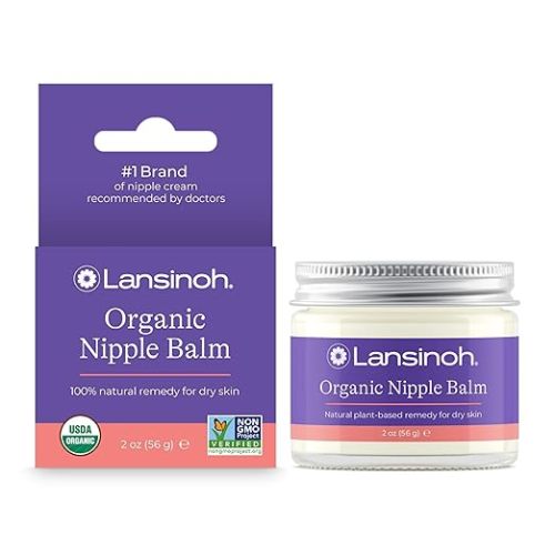 Lansinoh Organic Nipple Butter, Nipple Cream Safe for Breastfeeding Baby, Postpartum Essentials for Mom, 2 Ounces