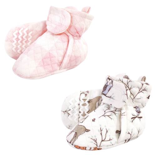 Hudson Baby Infant Girl Quilted Booties 2pk, Enchanted Forest