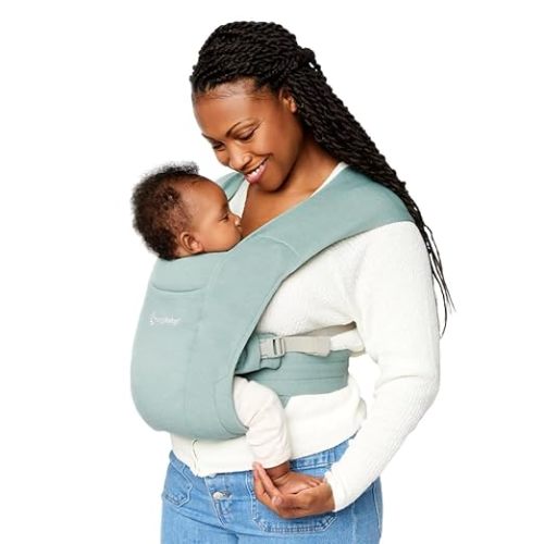 Ergobaby Embrace Baby Carrier Newborn to Toddler - Lightweight Ergonomic Baby Carriers - Cozy Essentials (7-25 Pounds), Ponte Knit, Jade Green