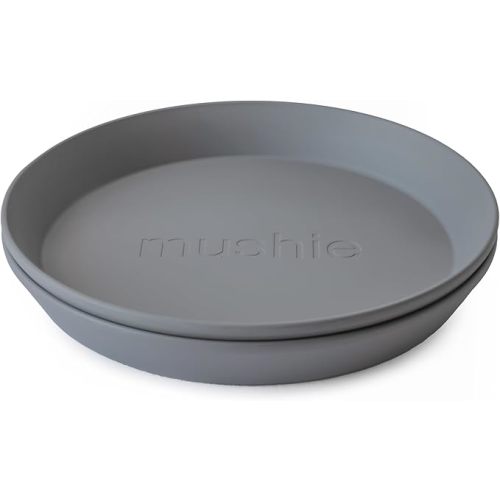mushie Round Dinnerware Plates for Kids | Made in Denmark, Set of 2 (Smoke)