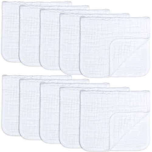 Muslin Burp Cloths 6 Pack Large 100% Cotton Hand Washcloths 6 Layers Extra Absorbent and Soft by Comfy Cubs (White, Pack of 6)Muslin Burp Cloths 10 Pack Large 100% Cotton Hand Washcloths 6 Layers Extra Absorbent and Soft by Comfy Cubs(White, Pack of 10)Mu