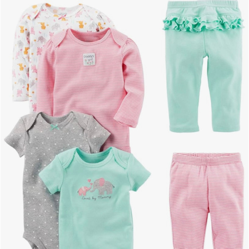 Simple Joys by Carter's Baby Girls 6-piece Bodysuits (Short and Long Sleeve) and Pants Set
