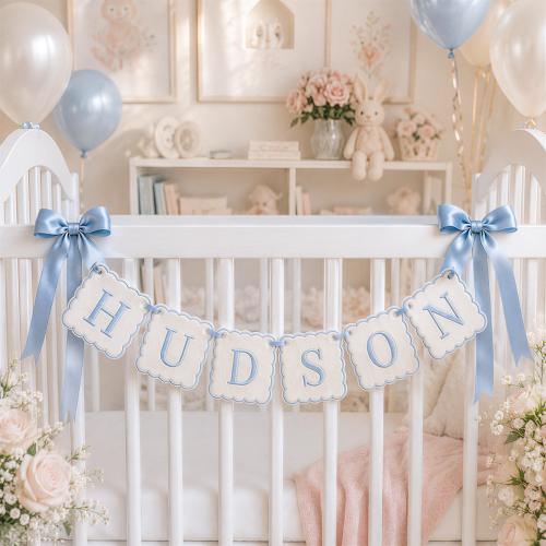 Personalized Embroidered Name Banner | Fabric Garland for Nursery Decor | Custom Baby Shower Gift & Heirloom Name Sign