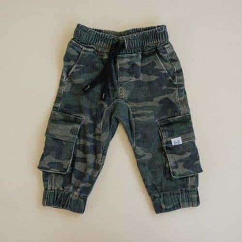 Kids Wes Cargo Denim Jeans Camo 3-6M - Olive + Scout
