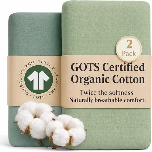 Bunnyjik GOTS Organic Bedside Bassinet Sheets 33x20 for Maxi COSI Iora, Newton, Cowiewie, Baby Delight, Mika Micky, Ronbei, Koola Baby Bond, Kidsclub, Luxury Turkish Cotton - Rectangle 32x19-33x20