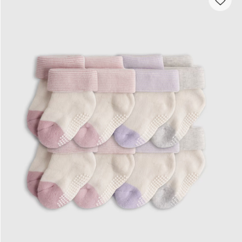 Organic Cotton Gripper Fold Over Socks 8-Pack