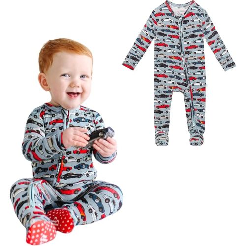 Posh Peanut Baby Boy Footie Pajamas - Soft Viscose Made from Bamboo 2 Way Zipper Sleepers & Onesies