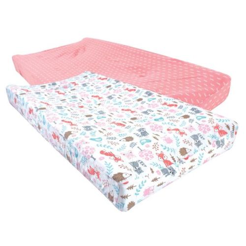 Hudson Baby Infant Girl Cotton Changing Pad Cover, Woodland Fox, One Size