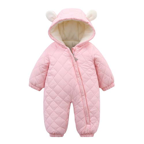 Povozer Baby Snowsuit Infant Boy Girl Puffer Jacket Newborn Coat with Hooded(Pink,9-12M)