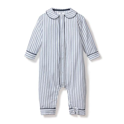 Baby's Twill Cambridge Romper in Navy French Ticking