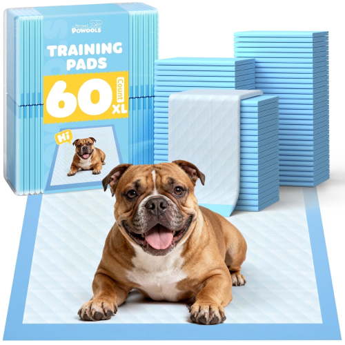 Powools X-Large Puppy Pads 34" x 28", 60 Count Pee Pads for Dogs with 6-Layer Leak-Proof, Quick-Dry Design