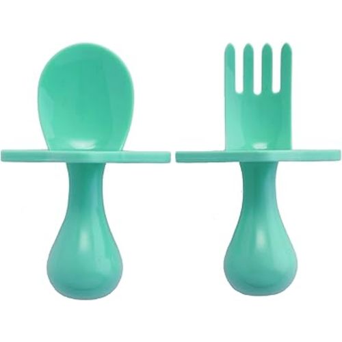 Nooli Toddler Spoons and Forks Toddler Forks and Spoons Baby Utensils, BPA Phthalates-Free, Dishwasher and Sterilizer Safe, Mint