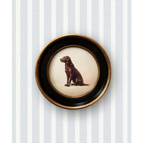 Chocolate Lab Dog Art Print | Vintage Style Round Frame | Chocolate Labrador Wall Art | Dog Art for Home, Office, Nursery, Boy's Room Decor