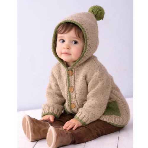 Handmade Alpaca Wool Baby Cardigan: Mocha Brown Knit Toddler Sweater