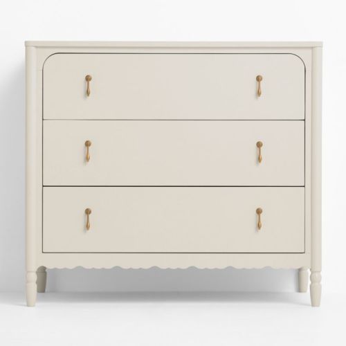 Beatrix 36" Linen Wood Narrow 3-Drawer Kids Dresser