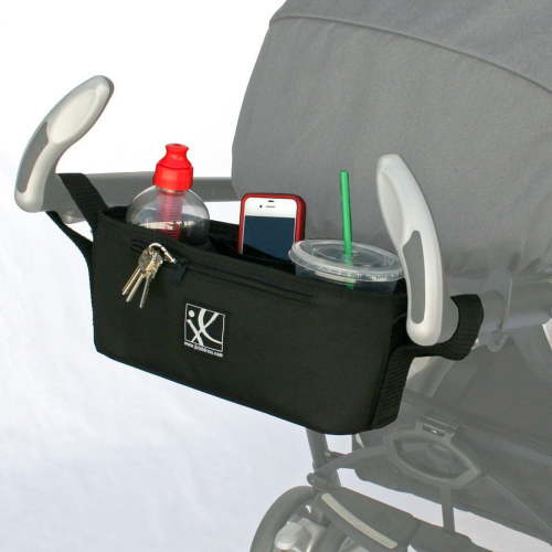 J.L. Childress Cargo 'N Drinks Parent Tray, Universal Stroller Organizer, Stroller Accessory with Cup Holders - Black